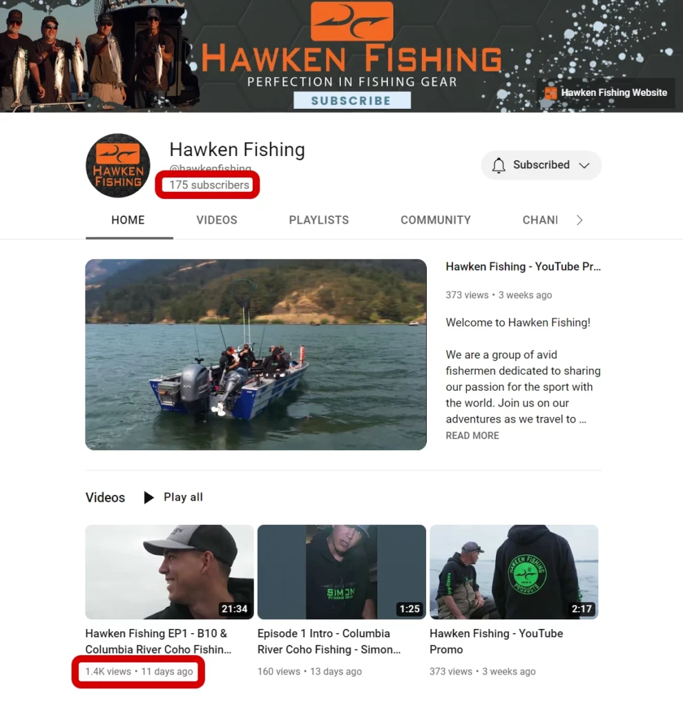 Hawken Fishing youtube channel screen shot